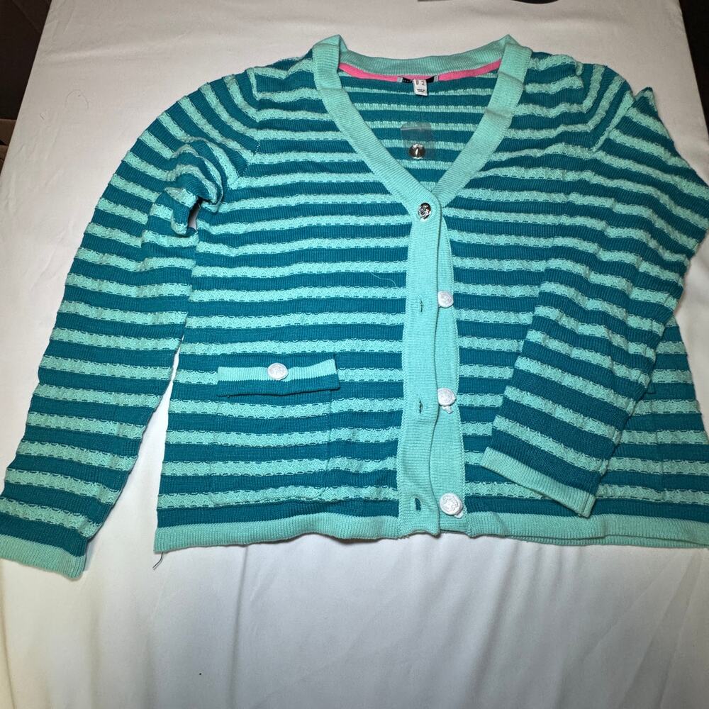 NWOT Isaac Mizrahi Live! Striped Button-Front Cardigan‎ Sweater [L] - Picture 2 of 7